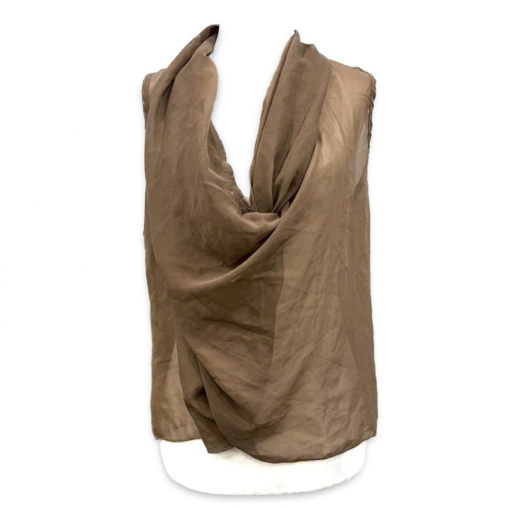 2/$14 🩷 Costa Blanca Brown Draped Sleeveless Cowl Neck Top